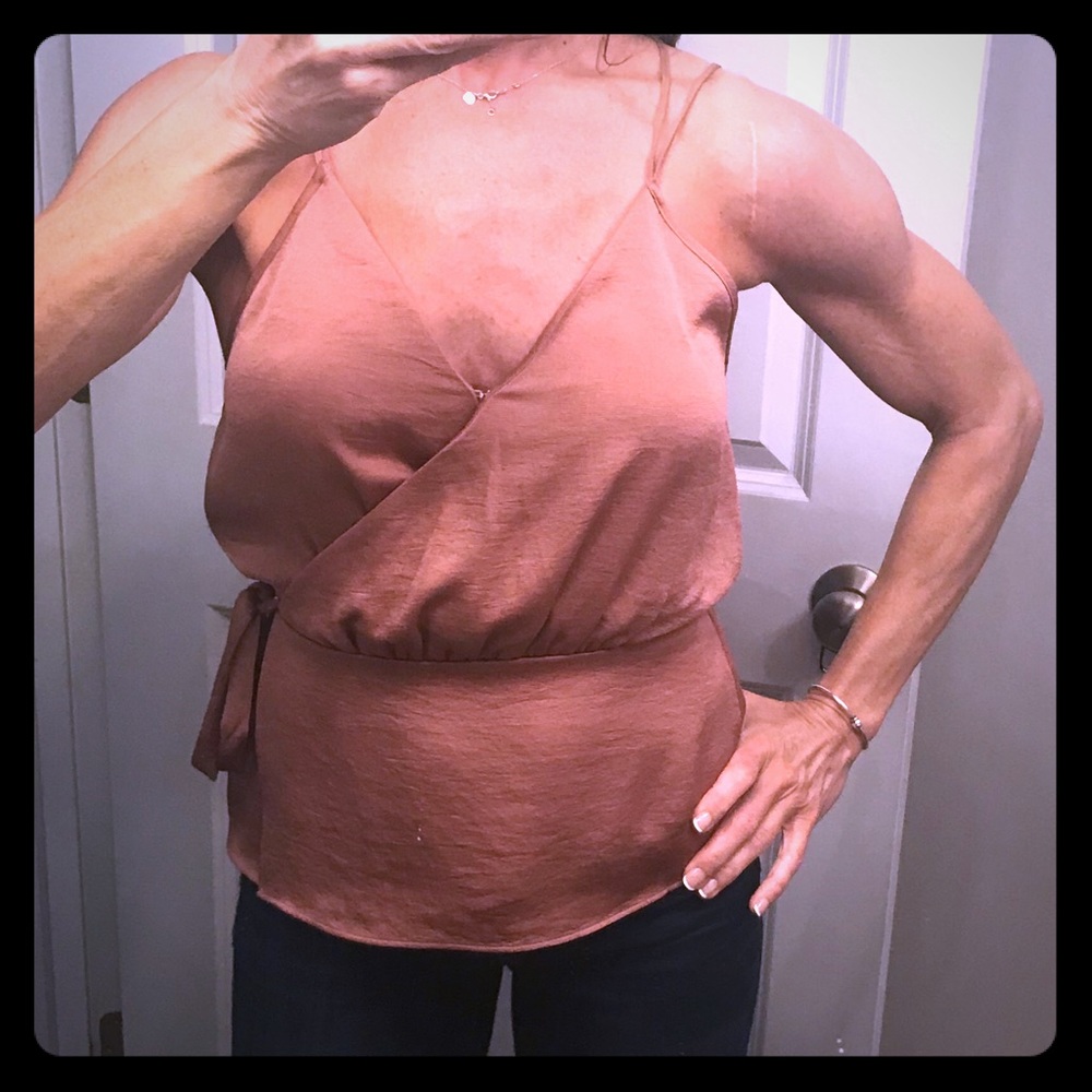 Express burnt orange wrap strappy top NWT
